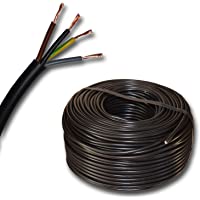 Cable de plástico para manguera- redondo- cable LED H03VV-F 4 x 0-75 mm2 (mm2) 4G0-75 – Color: Negro 10 m-15 m-20 m-25 m…